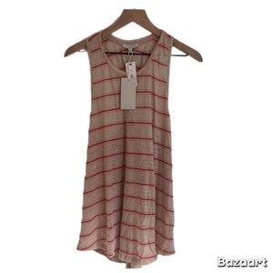 Joie Rayson Striped Tank Top in pink and cream NWT size large 100% Linen